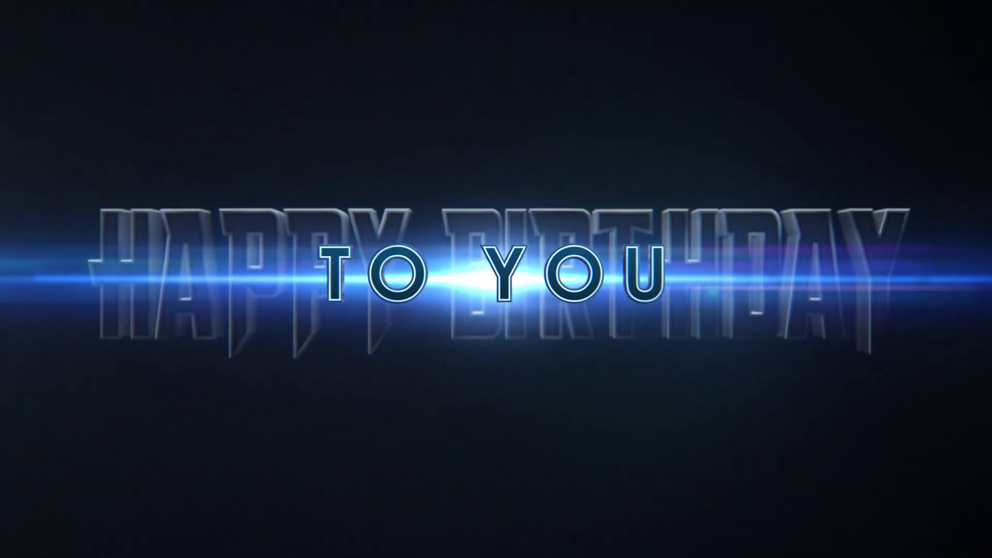 Text 'Happy Birthday to You' with a glowing blue light effect on a dark background
