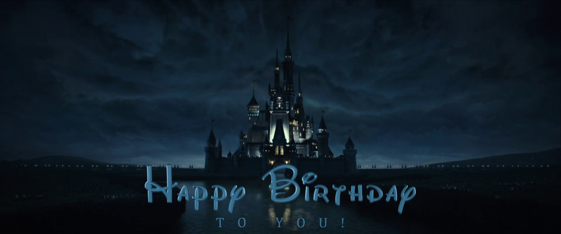 Fantasy castle with 'Happy Birthday' text in a dark, mystical setting